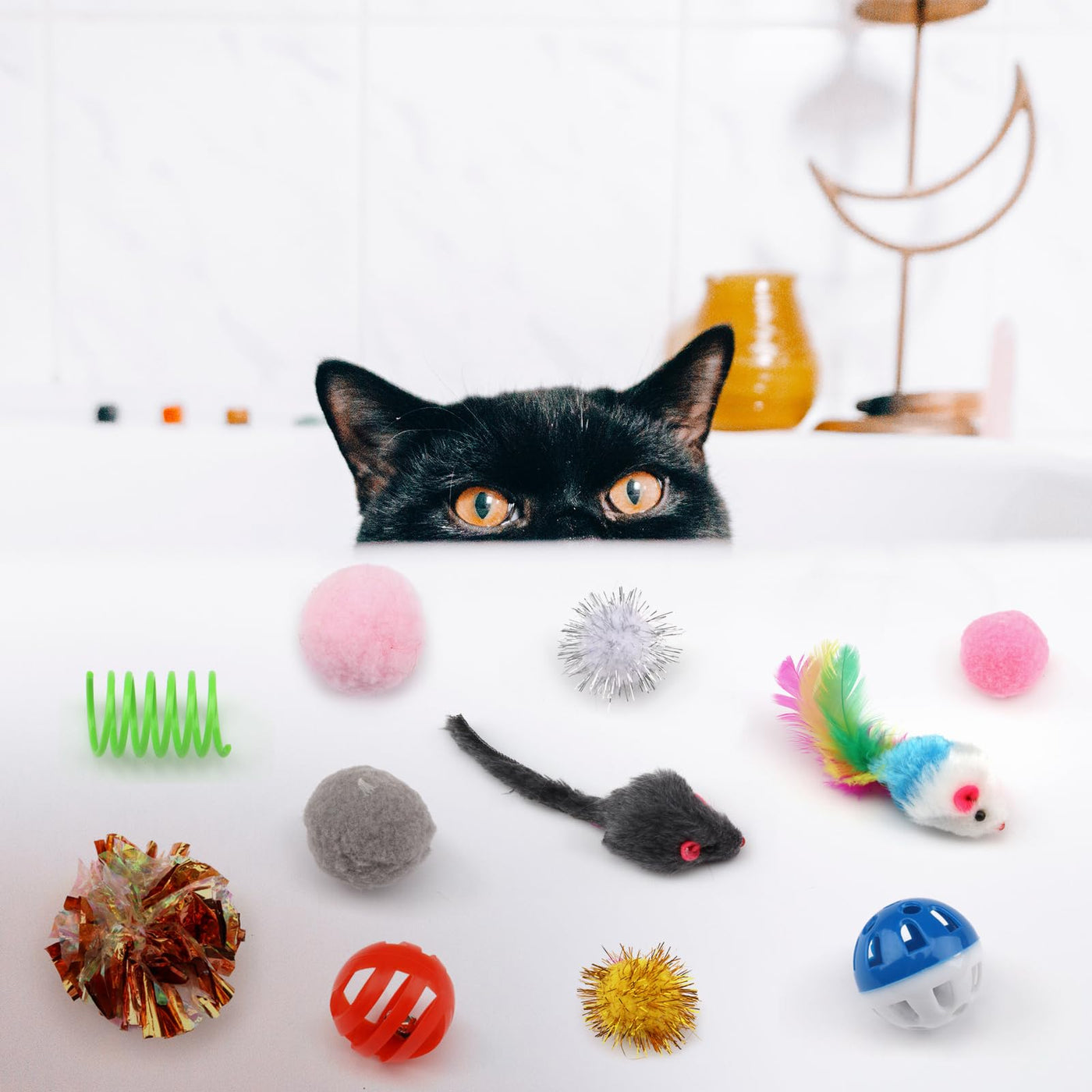 Pack de 31 Jouets pour Chat avec Tunnel pour Chat, Balles, Jouet pour Chat, Souris, Jouet en Plumes, Peluche, Jouet Interactif pour Chat pour Chats, Accessoires pour Chat
