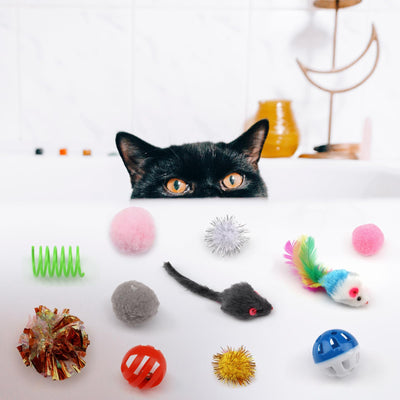 Pack de 31 Jouets pour Chat avec Tunnel pour Chat, Balles, Jouet pour Chat, Souris, Jouet en Plumes, Peluche, Jouet Interactif pour Chat pour Chats, Accessoires pour Chat