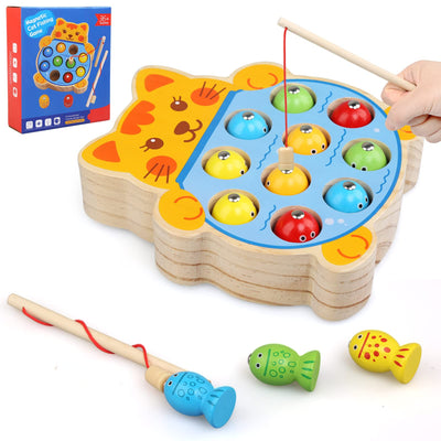 Magnetic fishing game toy for children, fish fishing wooden toy gift