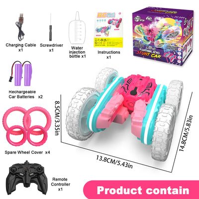 Voiture Télécommandée 2,4 GHz 4WD avec Phares, Jouet de Voiture RC à Bascule à 360° pour Filles de 3 à 12 Ans