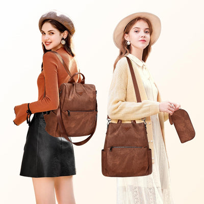 Backpack small,vegan leather city backpack,backpack handbag anti-theft,elegant daypack for office,commuting,work