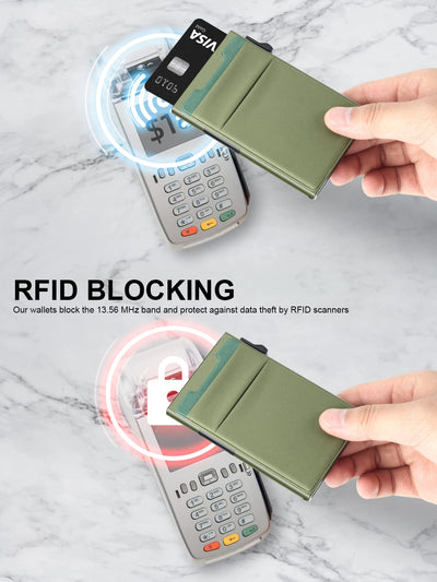 Portefeuille minimaliste - Porte-cartes avec protection RFID - Portefeuille à rabat - Porte-cartes de crédit étroit avec pochette à monnaie