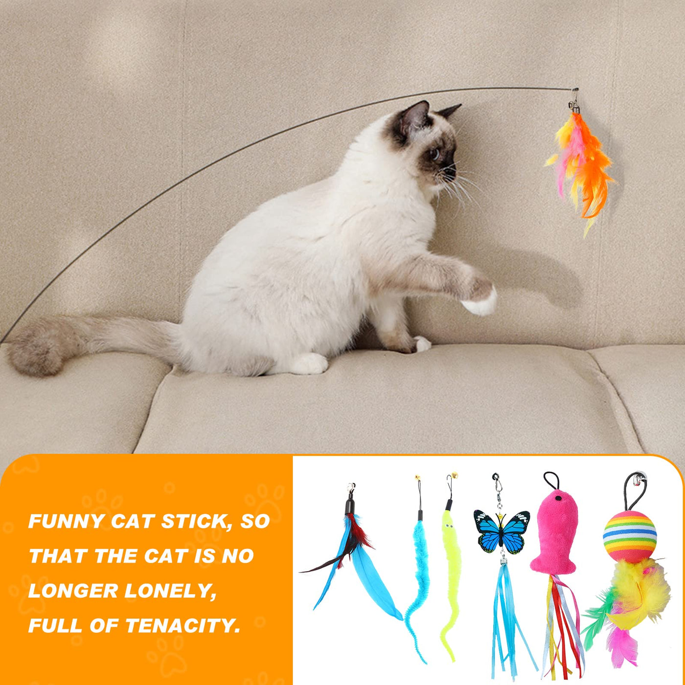 Ensemble de Jouets pour Chat avec Tunnel pour Chat, Ensemble de Jouets pour Chat de 42 Pièces, avec Balles, Jouet en Plumes, Chats Souris Jouets, Herbe à Chat, Poisson, Tunnel pour Chat à 2 Voies