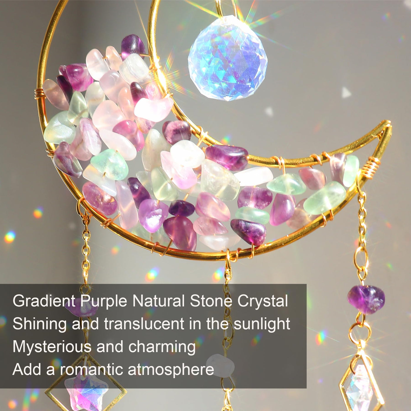 Suncatcher crystal window, moon pendant decoration, window decoration hanging, rainbow suncatcher crystal, rainbow pendant