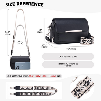 Handy Umhängetasche, Vegan Leder Crossbody Bag Umhängetasche mit verstellbarem abnehmbarem breitem Riemen