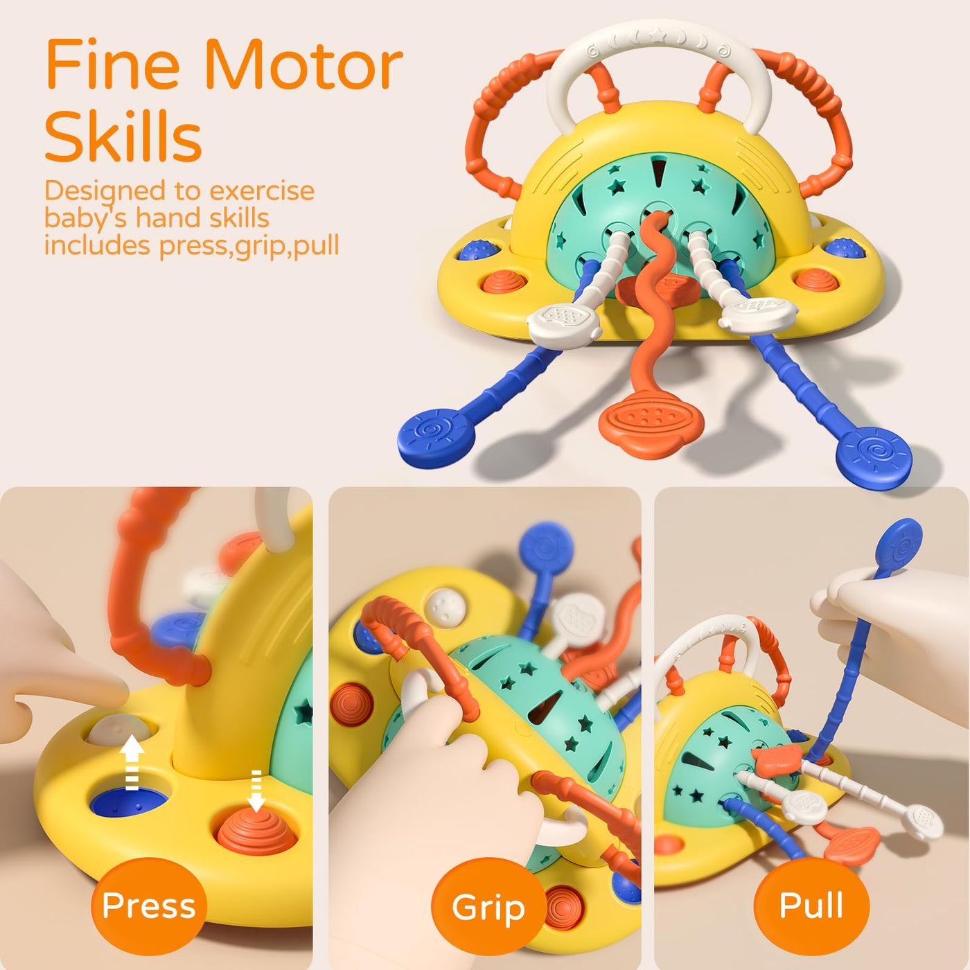 Motor skills toy for pulling string, gnawing, sensory, fine motor skills activity toy, educational games