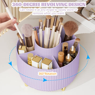 360° Make up Organizer, Brush Holder Cosmetic Storage with 5 compartments