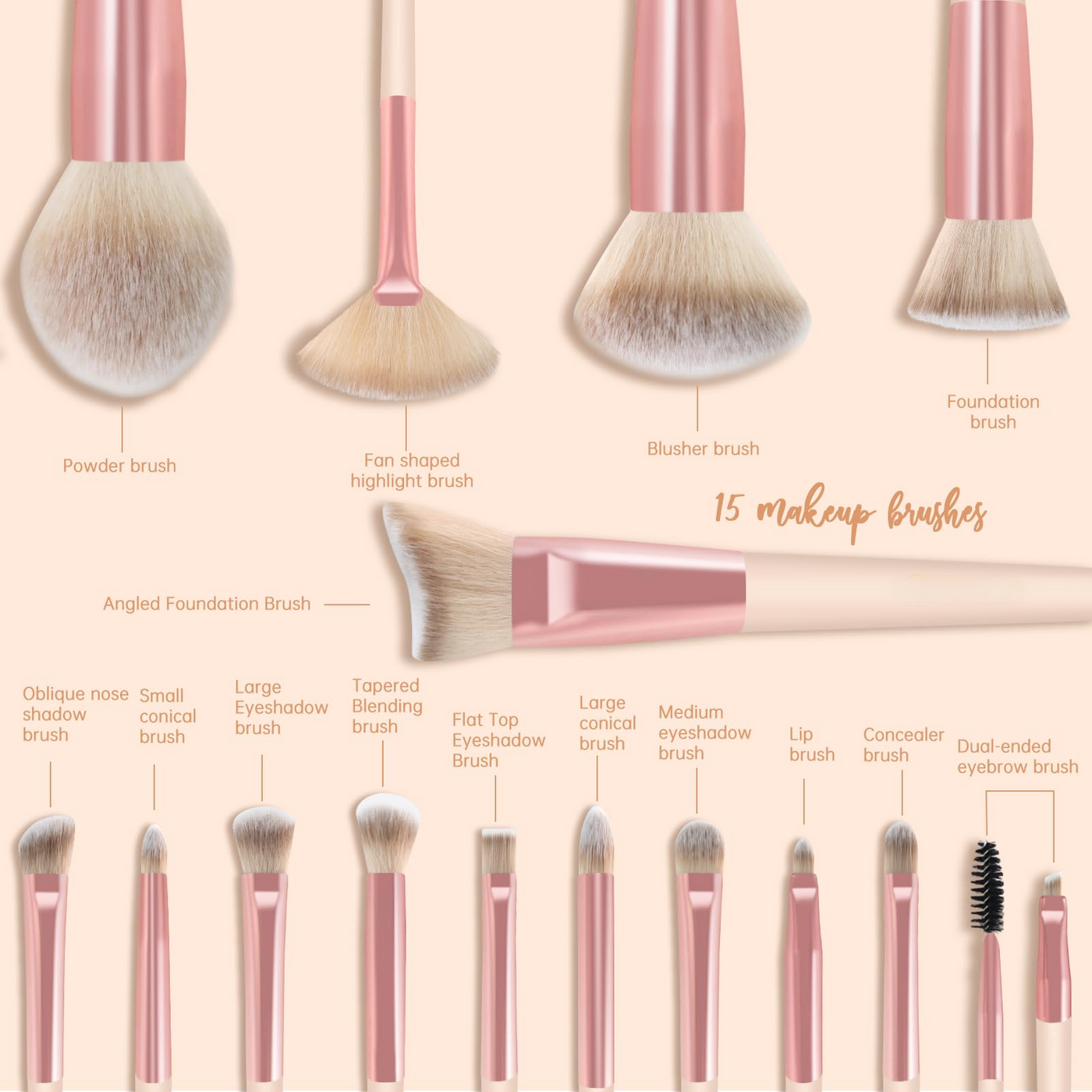 Ensemble de pinceaux de maquillage 15Pcs