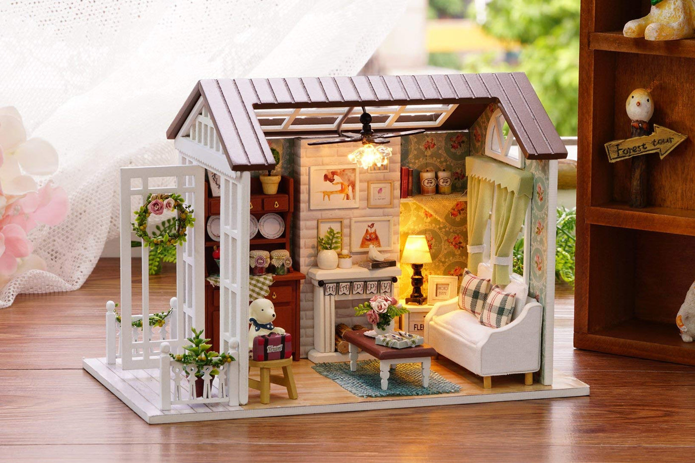 Maison de poupée en bois, bricolage, salon miniature en kit, maquette et mobilier