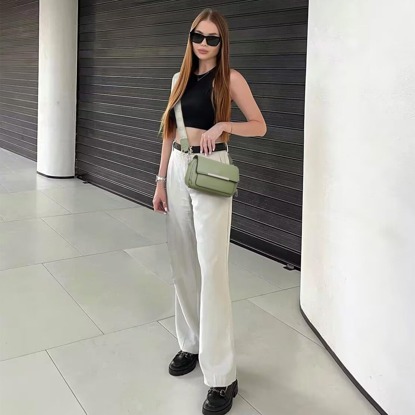 Handy Umhängetasche, Vegan Leder Crossbody Bag Umhängetasche mit verstellbarem abnehmbarem breitem Riemen