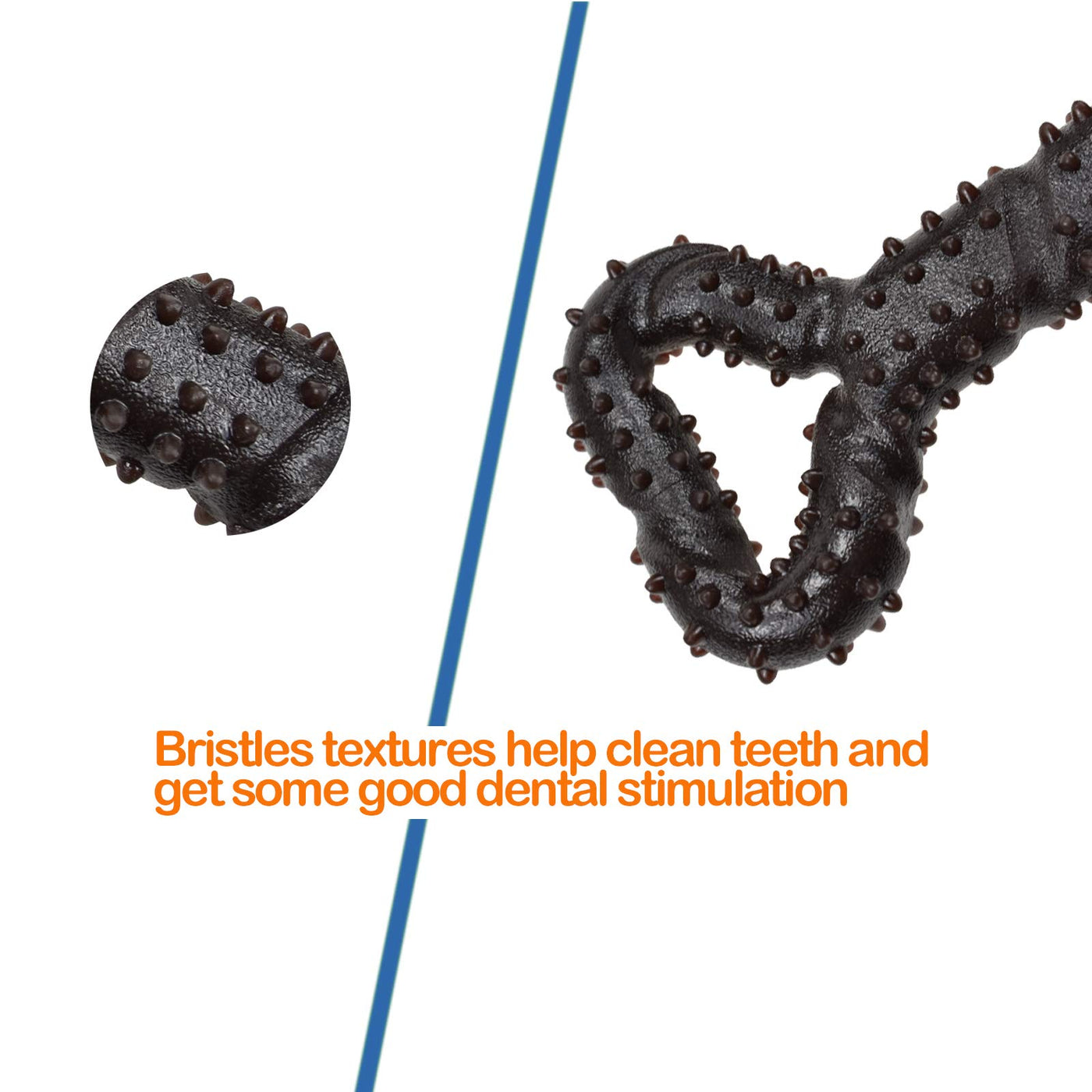 Jouet pour chien robuste en forme d'os à mâcher en caoutchouc dur avec un design convexe