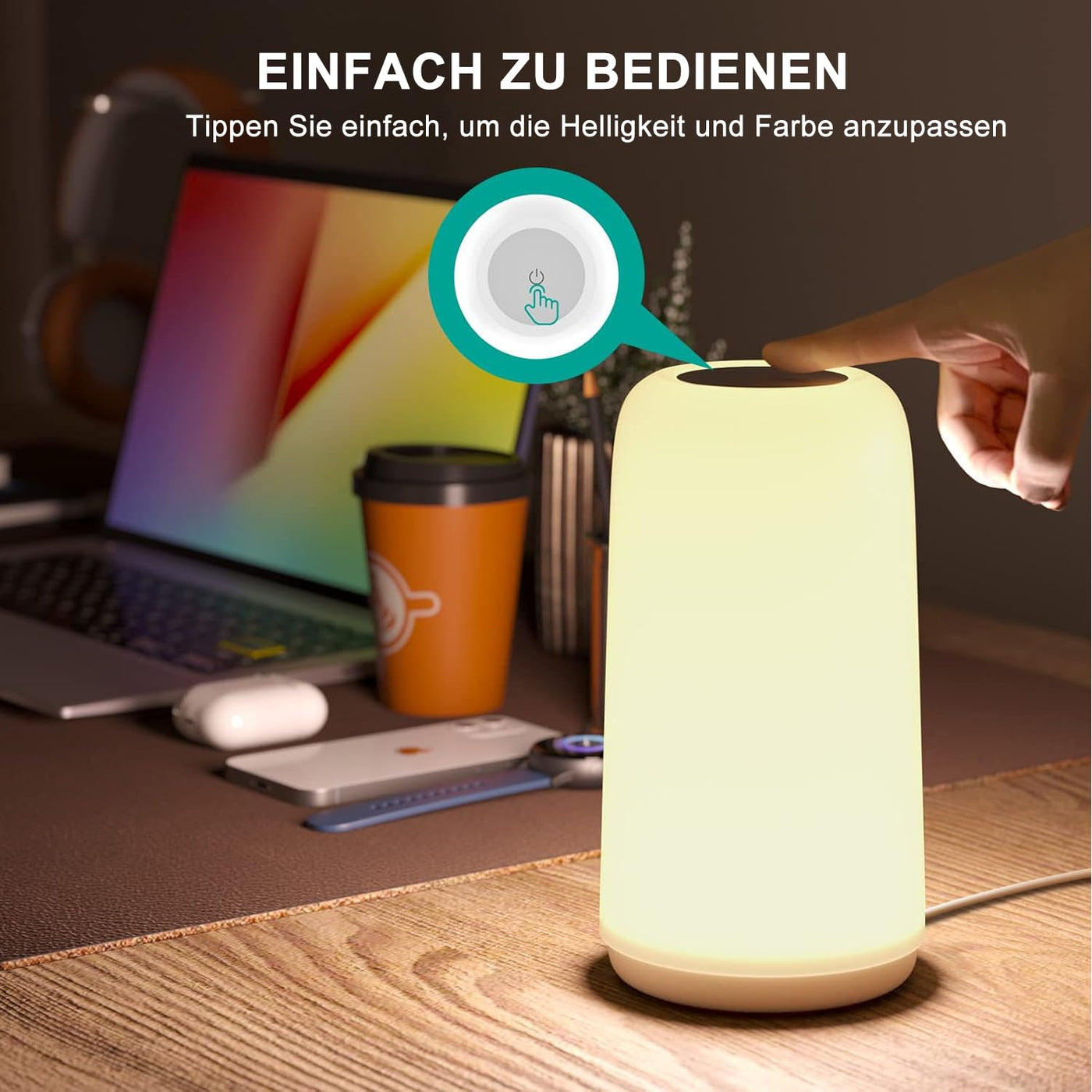 LED Bedside Lamp Touch Dimmable