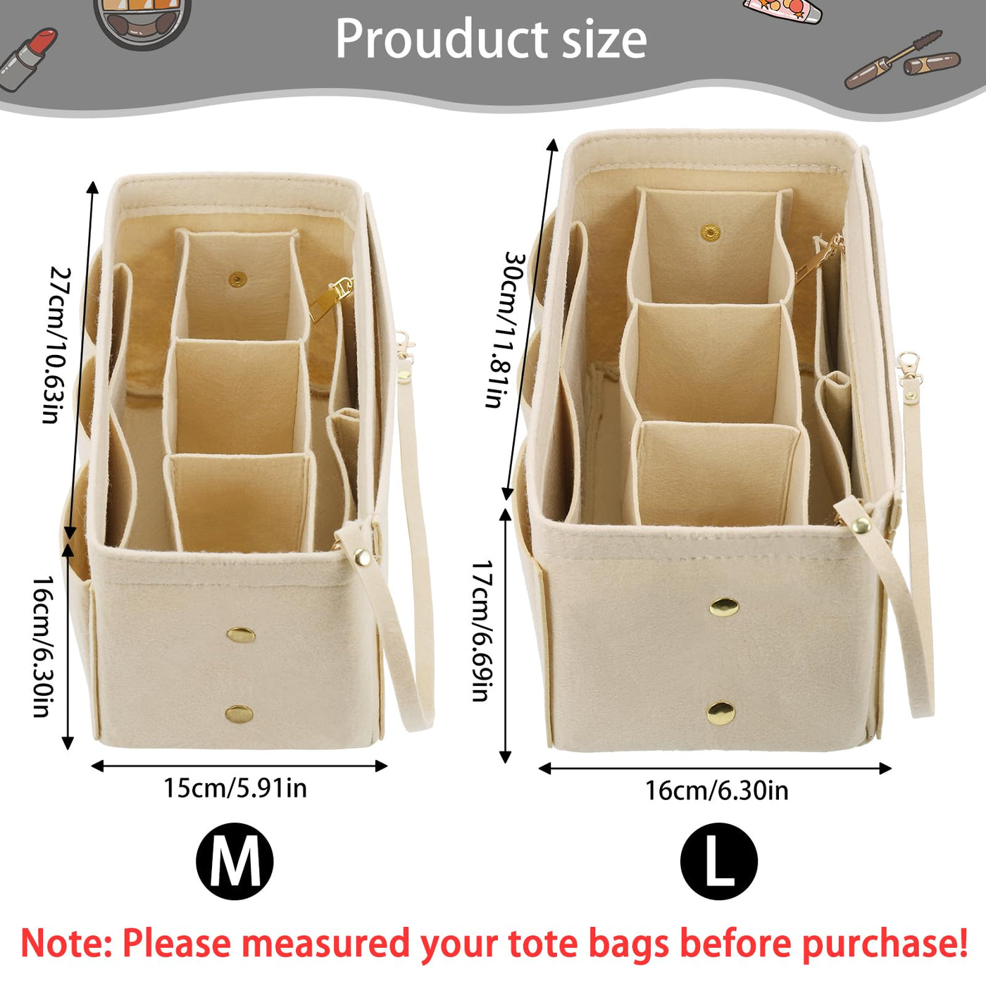 Handbag organizer, felt bag organizer, bag in bag organizer