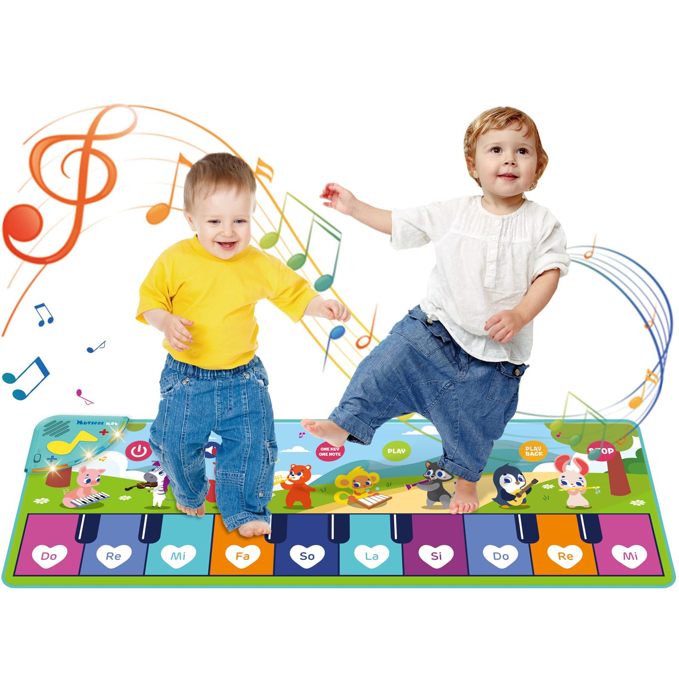 Tapis de piano pour enfants, tapis de musique pour enfants avec 8 instruments 17 chansons, tapis de danse pour bébé, tapis de piano, jeu musical pour les tout-petits.