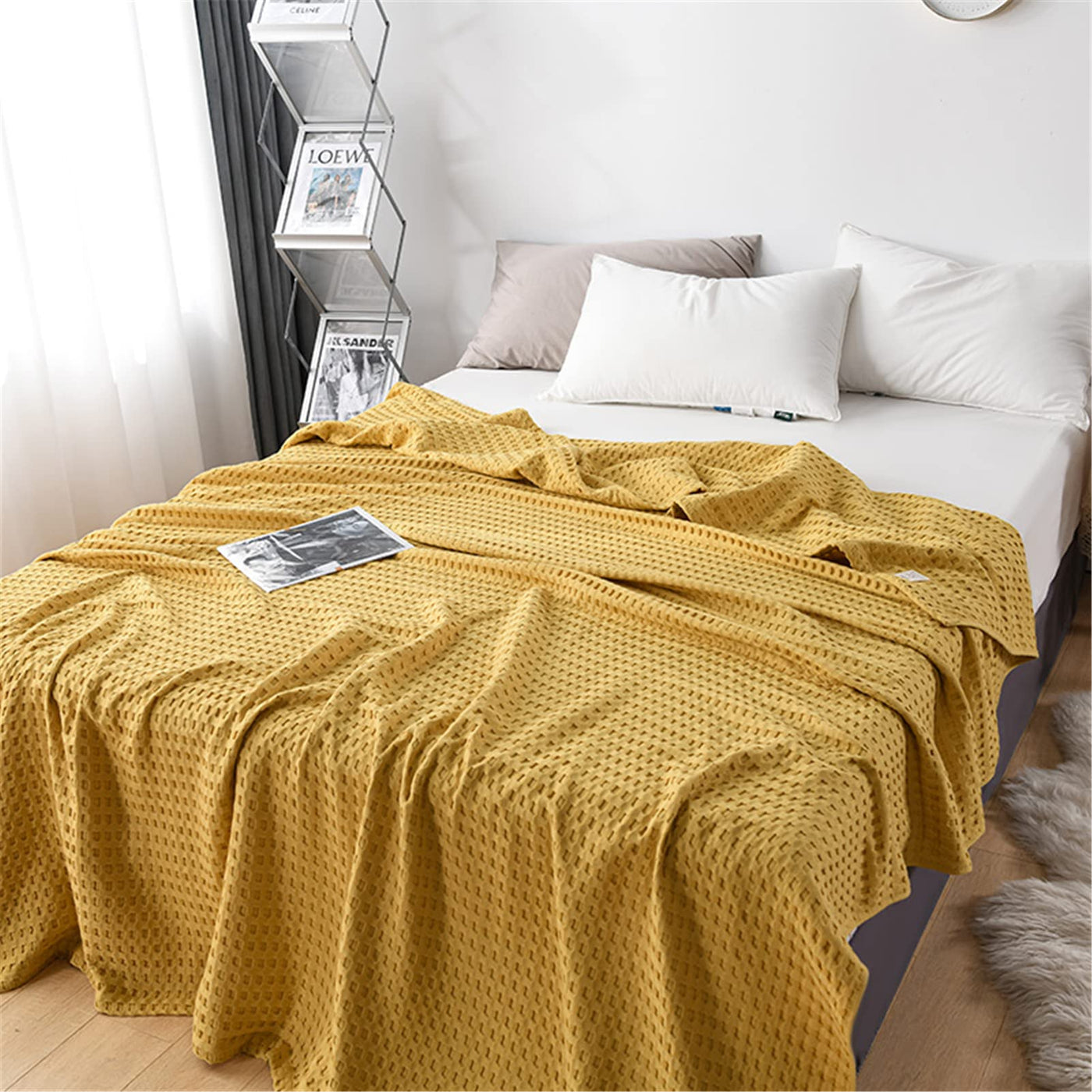 Bedspread cotton waffle pique cuddly blanket