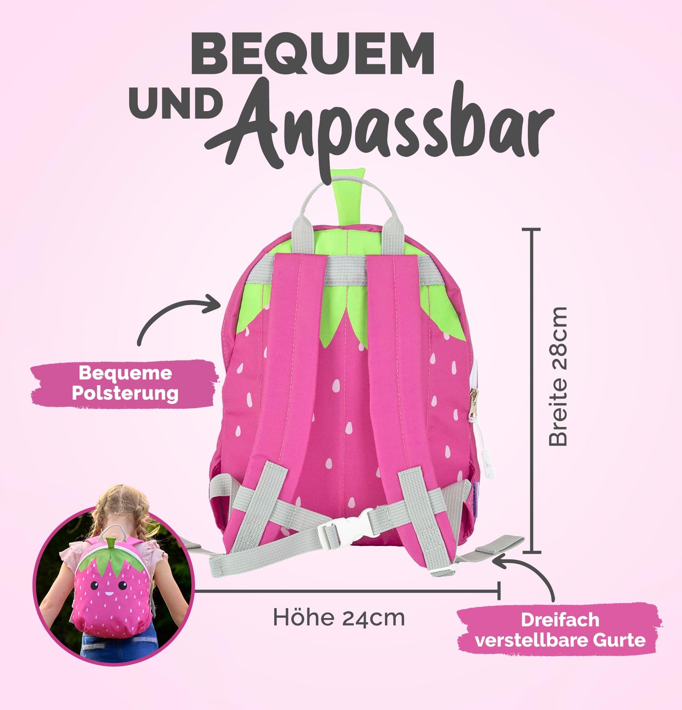 Kinderrucksack mit Brustgurt Kindergartenrucksack