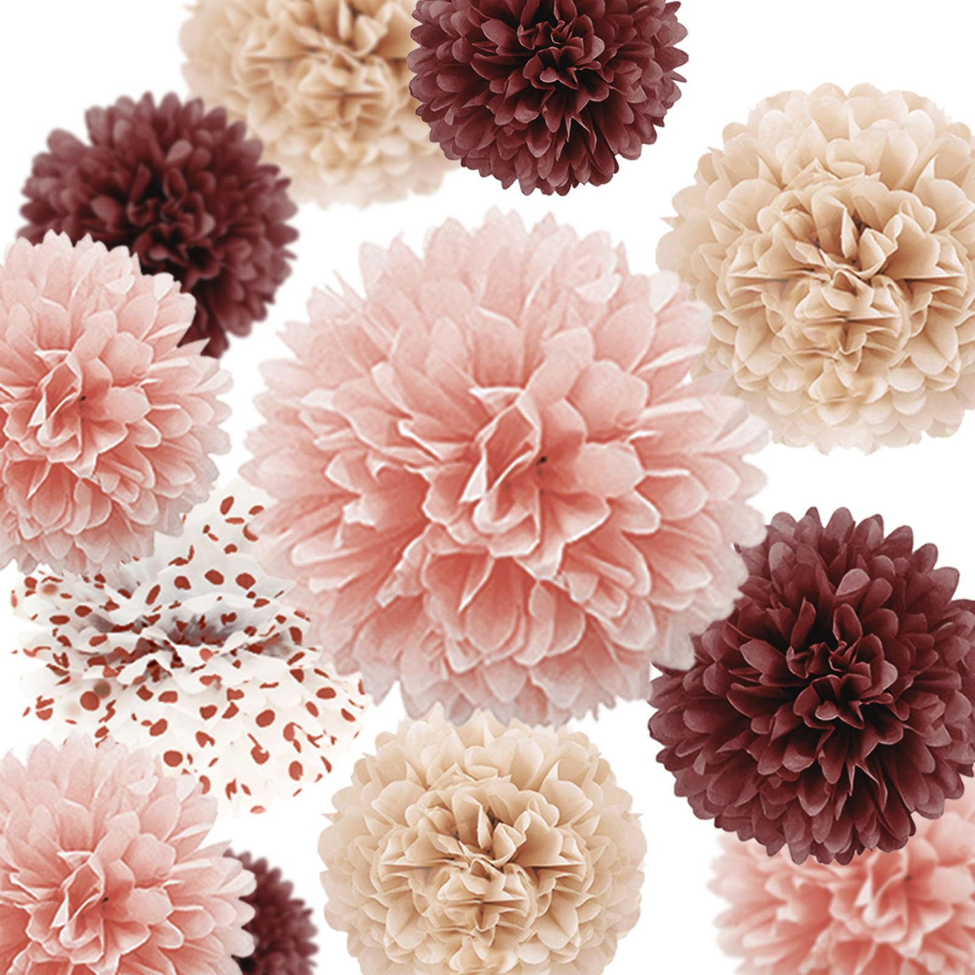 12 pieces party decoration, old-fashioned tissue paper pompoms, tissue paper flowers