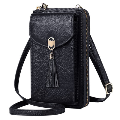 Cell phone shoulder bag leather cell phone shoulder bag RFID protection small crossbody