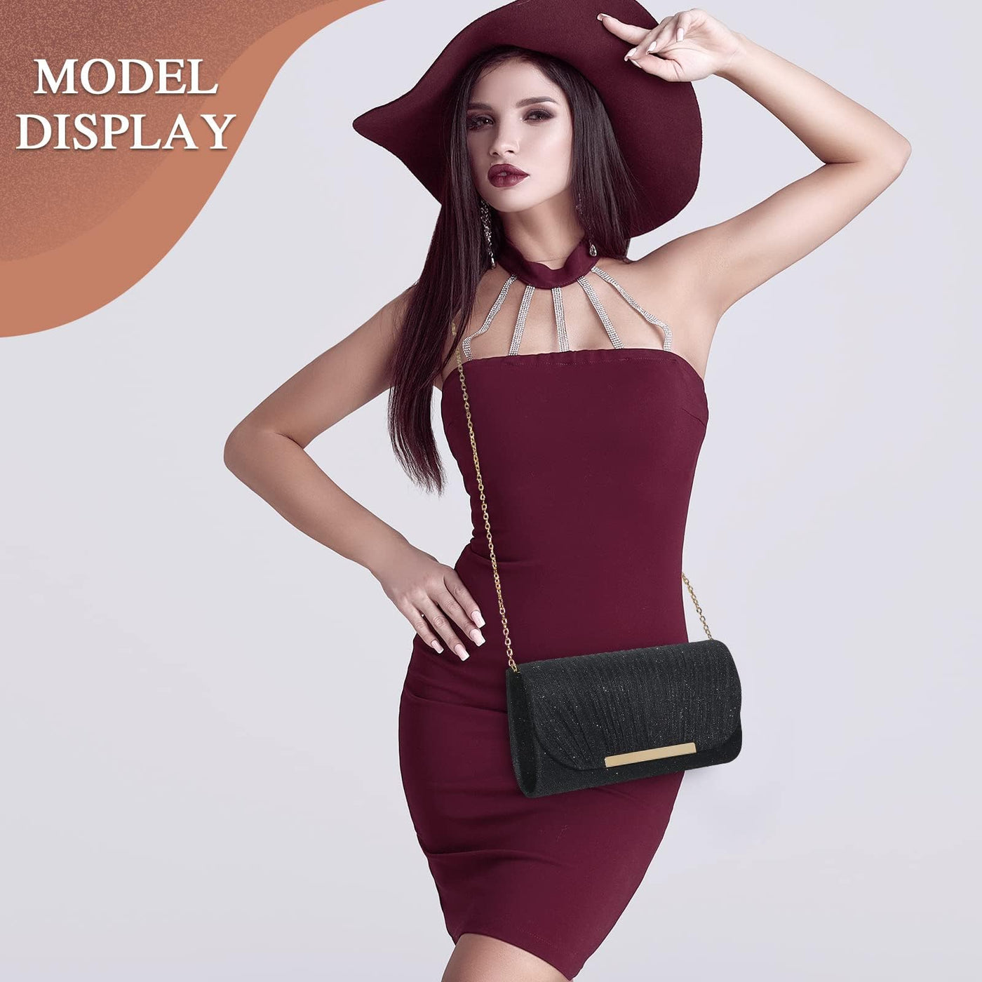 Sac de soirée, sac à main à la mode, pochette de mariage élégante, sac à chaîne enveloppe