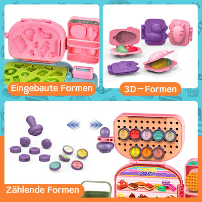 Ensemble de Pâte à Modeler pour enfants, Caisse Enregistreuse avec 12 Pâte à Modeler, Outil de Pétrissage, Scanner, Caddie, Argent Fictif, Cadeau pour Jeu de rôle