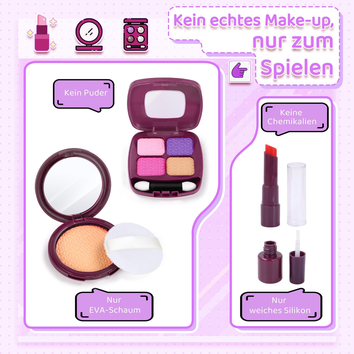 Sac à main pour enfants filles avec maquillage pretend - mon premier sac à main avec sac à main, téléphone portable, portefeuille, jouet de maquillage et plus encore