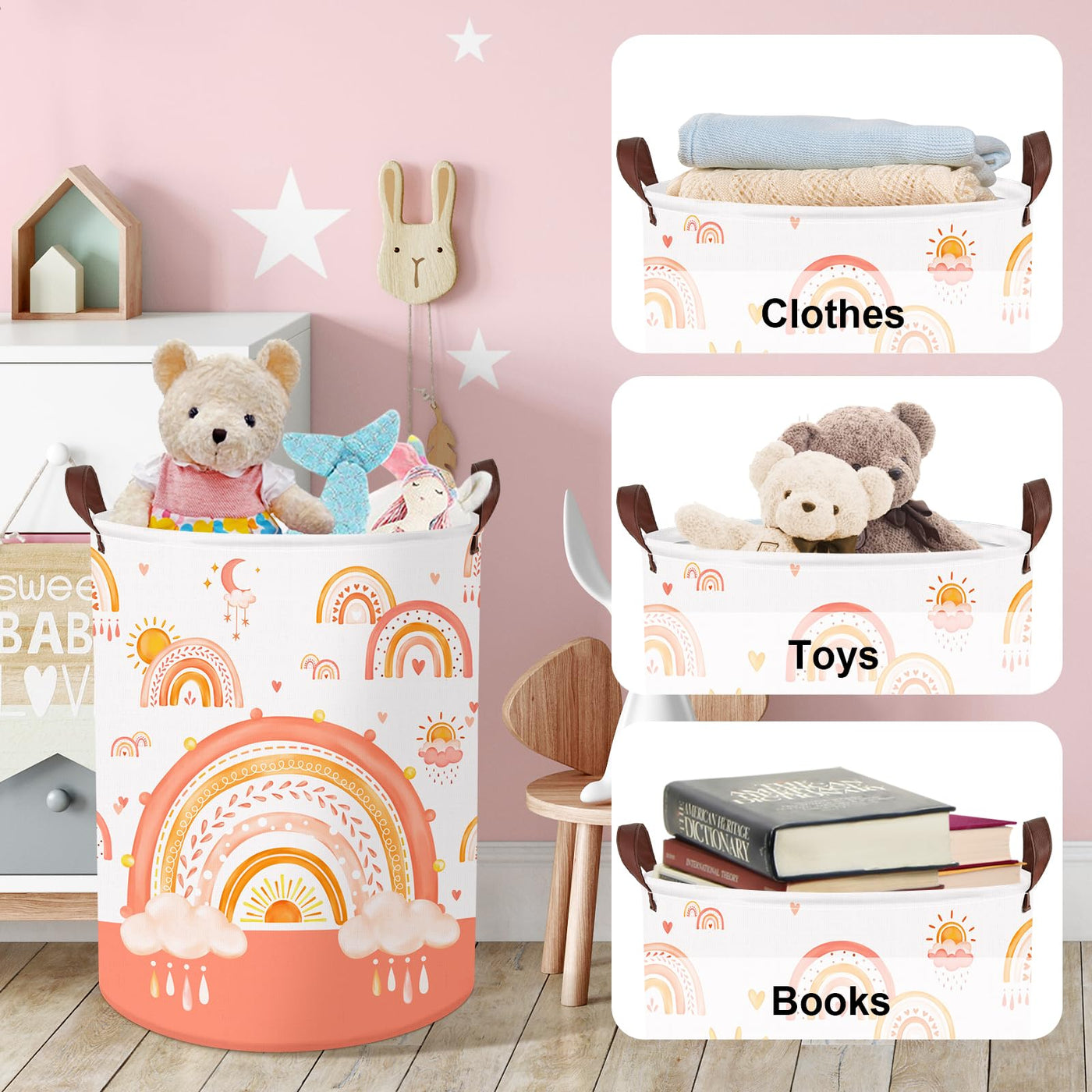 Kinderwäschekorb mit Griff Faltbarer Wäschekorb für Spielzeug