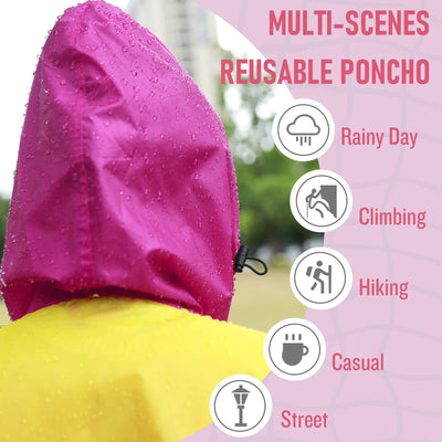 Rain cape with hood zipper, reusable raincoat, rain poncho bike hiking