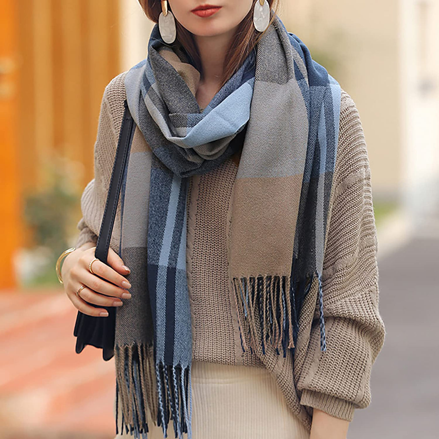 scarf thick knitted scarf plaid neckerchief scarf poncho