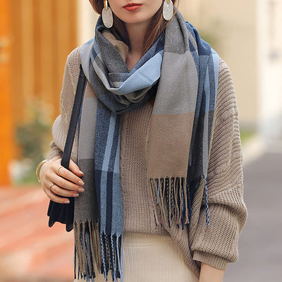 scarf thick knitted scarf plaid neckerchief scarf poncho