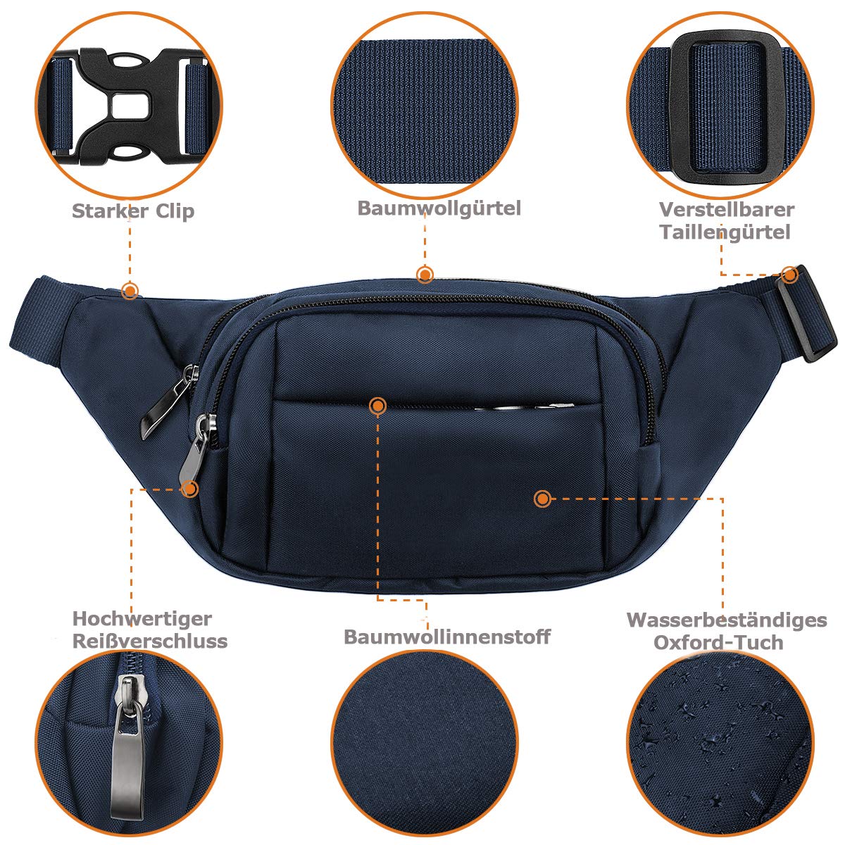 Ceinture Sac de taille étanche de grande capacité