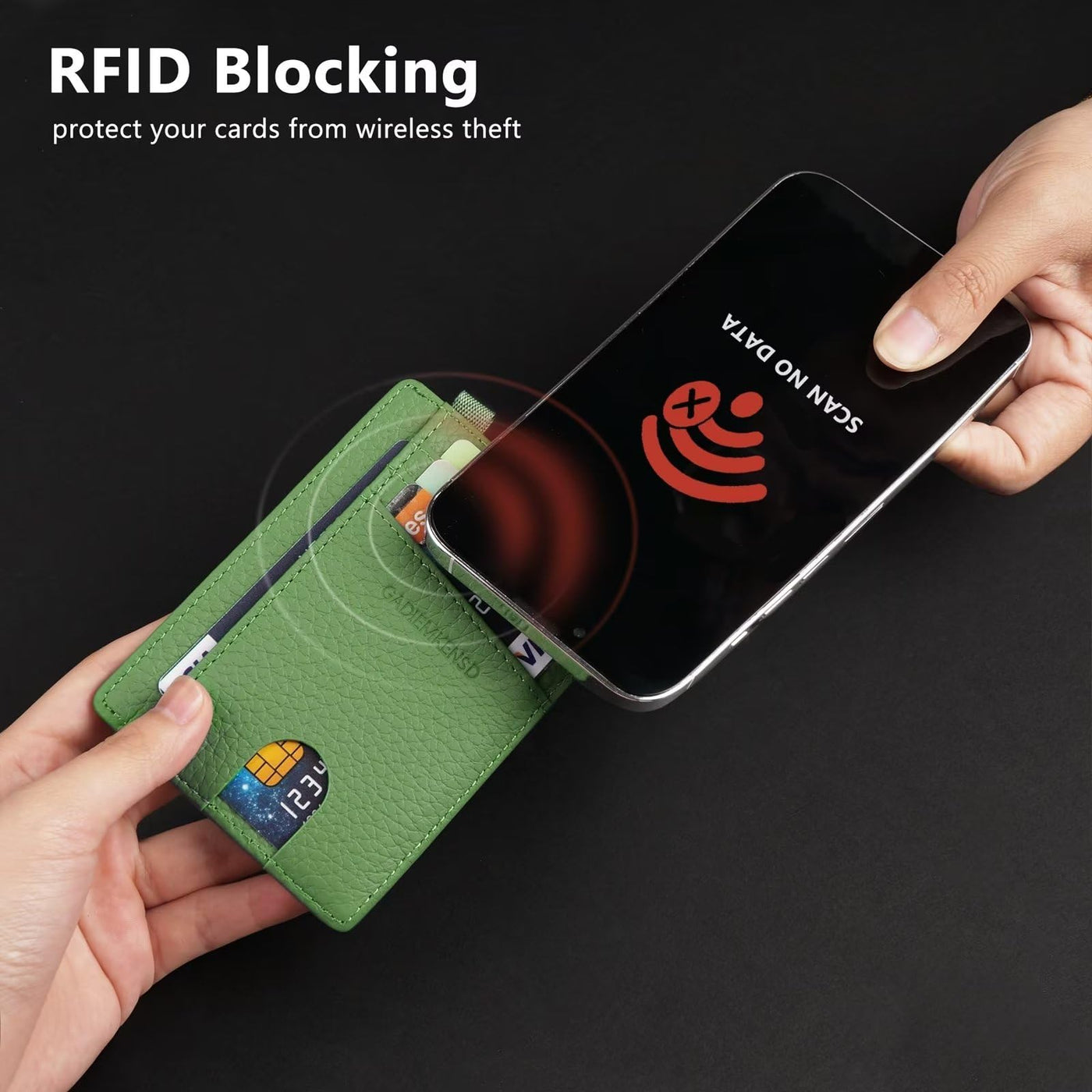 Porte-Cartes de Crédit Bloquant RFID Portefeuille à Cartes Mince En Cuir Véritable Étuis à Cartes De Taille Compacte