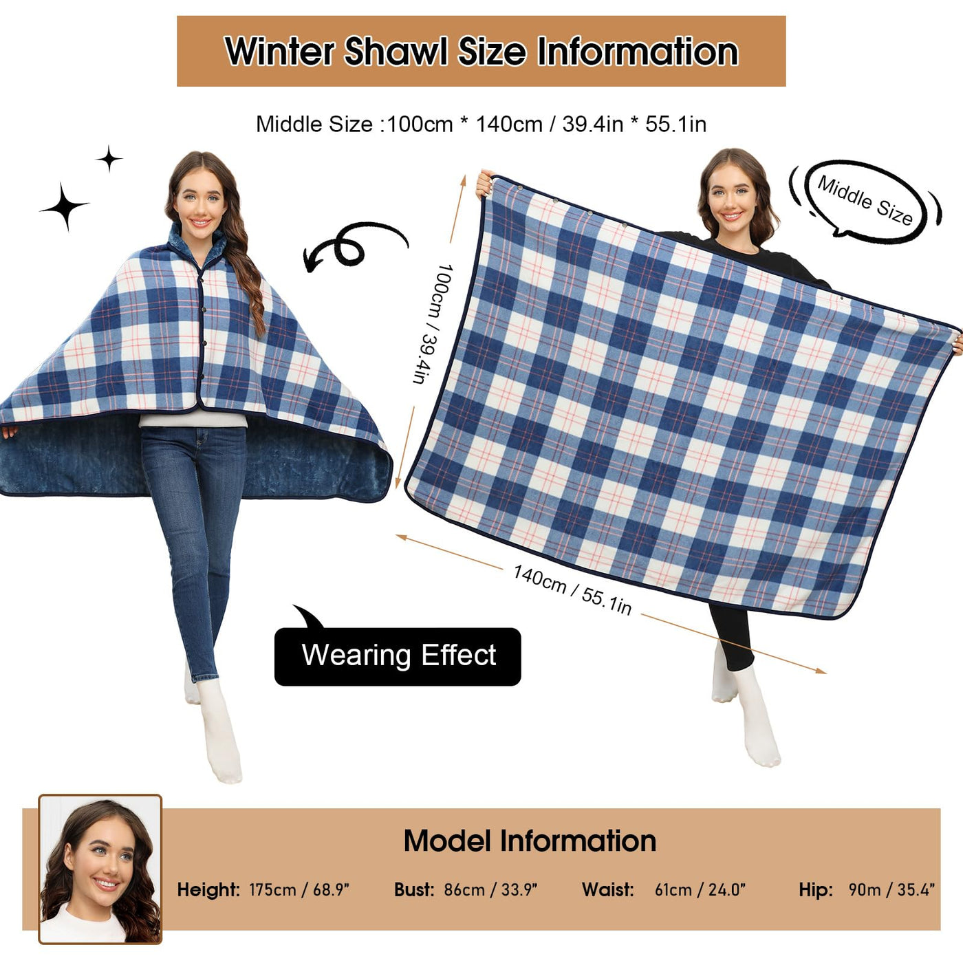 Winter scarf with button Soft blanket scarf Fleece oversized poncho Cape Pullover