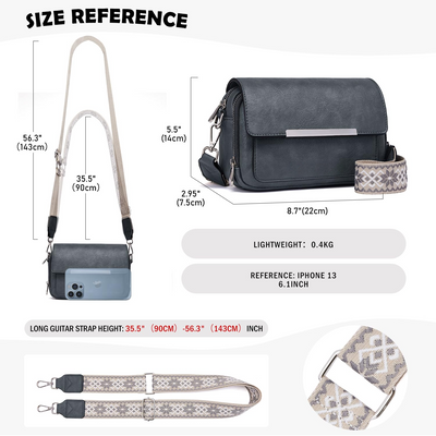 Handy Umhängetasche, Vegan Leder Crossbody Bag Umhängetasche mit verstellbarem abnehmbarem breitem Riemen