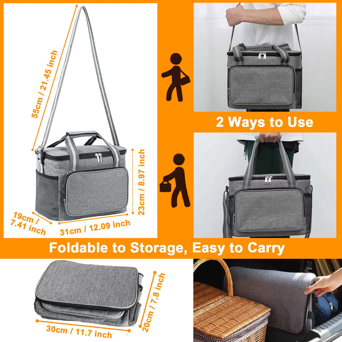 Cooler bag picnic bag small foldable thermal bag for food insulated bag waterproof lunch bag freezer bag