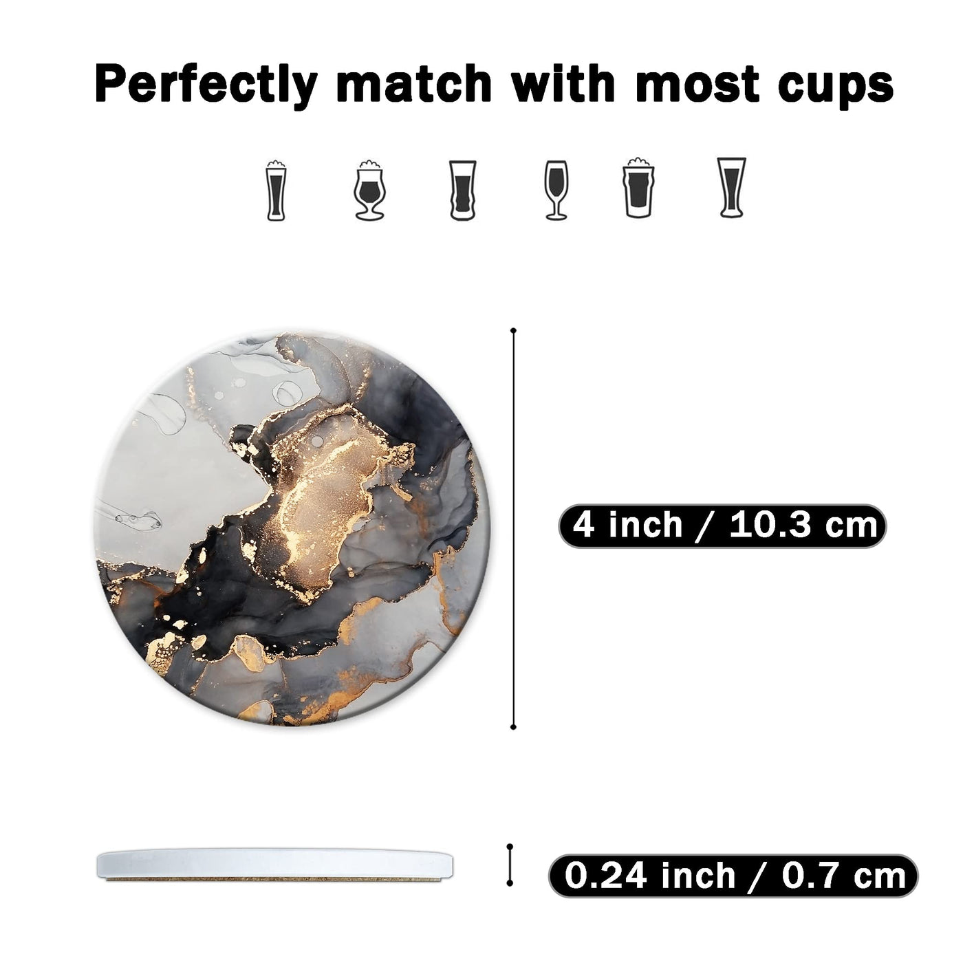 Sous-verres pour boissons, Sous-verres en céramique avec base en liège