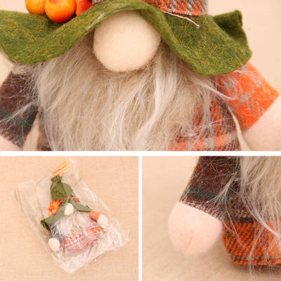 Autumn gnome decoration, 2 pieces handmade harvest festival faceless doll gnome, for Thanksgiving Halloween