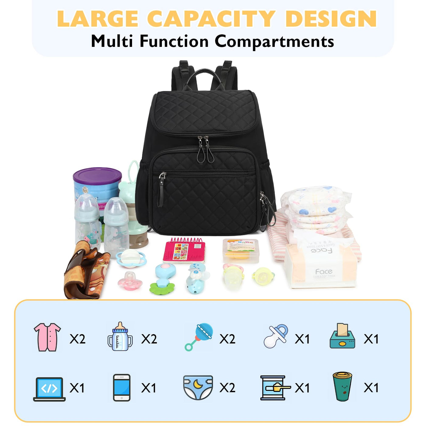 Large diaper backpack