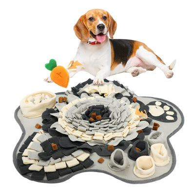 Tapis de reniflage pour chiens et chats - Tapis d'entraînement lavable en forme de fleur pour animaux de petite et moyenne taille avec jouet en forme de carotte