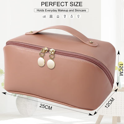 Sac cosmétique de voyage, trousse de beauté en cuir PU, grande trousse de maquillage