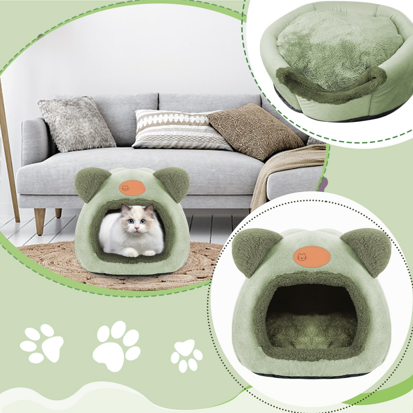 Lit chaud grotte pour chat Lit apaisant pour chats et petits chiens Dormir