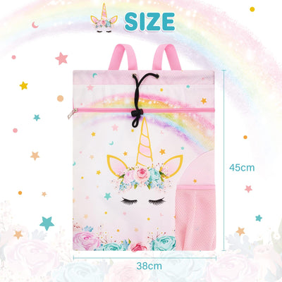 Backpack kids - Waterproof gym bag string backpack sports school beach travel swimming gym bag with zipper pocket water bottle