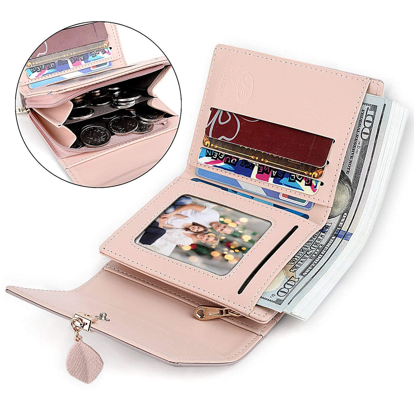 Portemonnaie aus glattem und weichem Kunstleder Geldbörse kleines Portemonnaie mit vielen Fächern