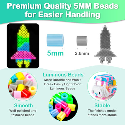 16000 pieces of beads with storage bag, glow-in-the-dark beads, plates, user guide, DIY design jewelry