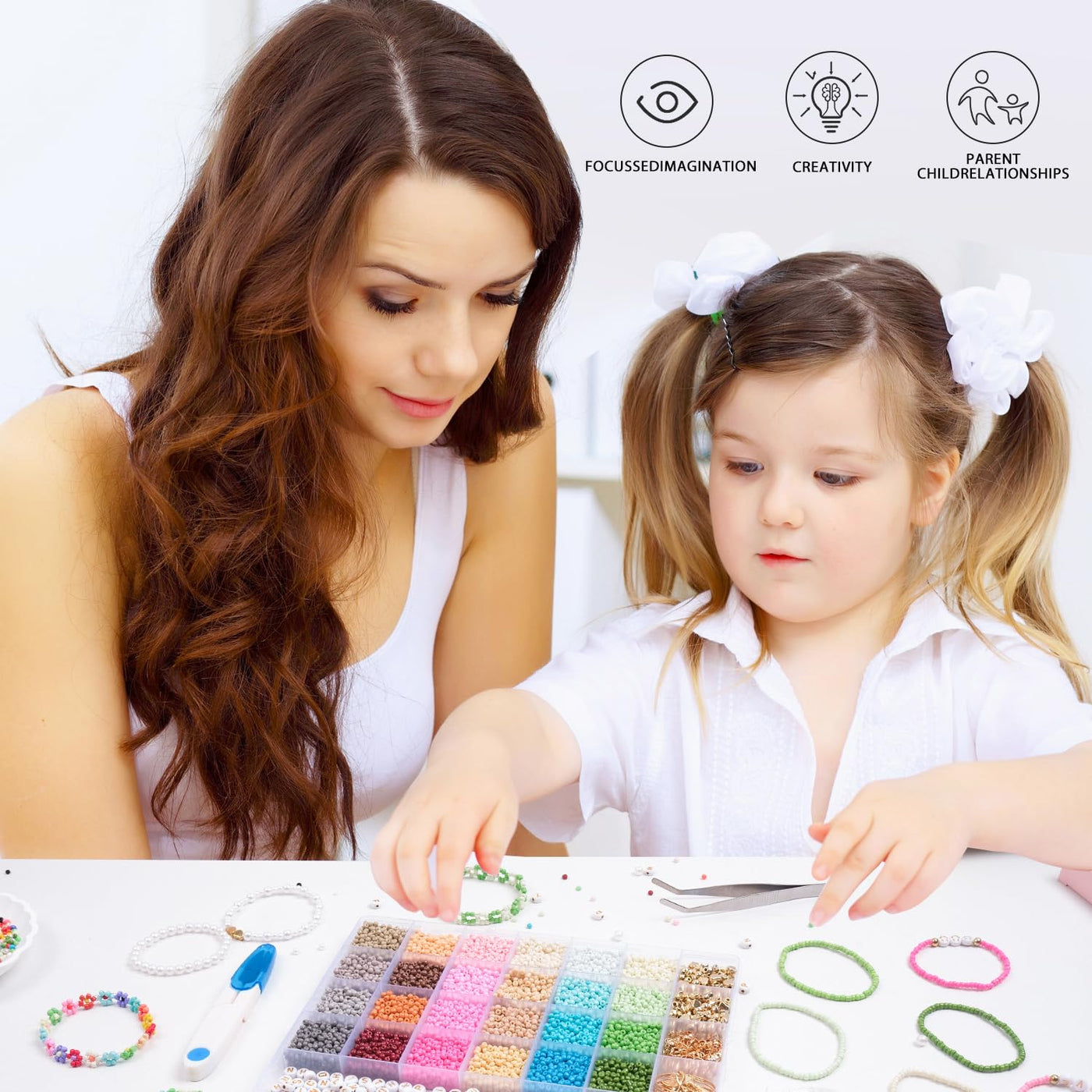 24 Color DIY Make Beads for Bracelets Set,with Golden Letter Beads DIY