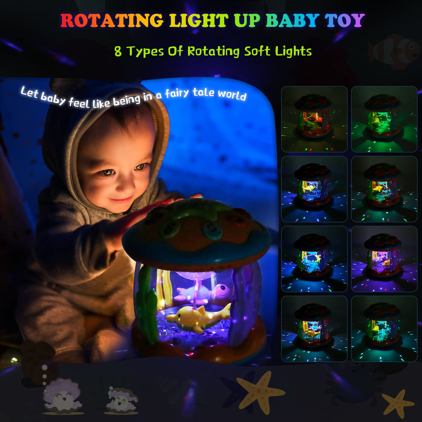 Rotating projector children's toy with light & music, children