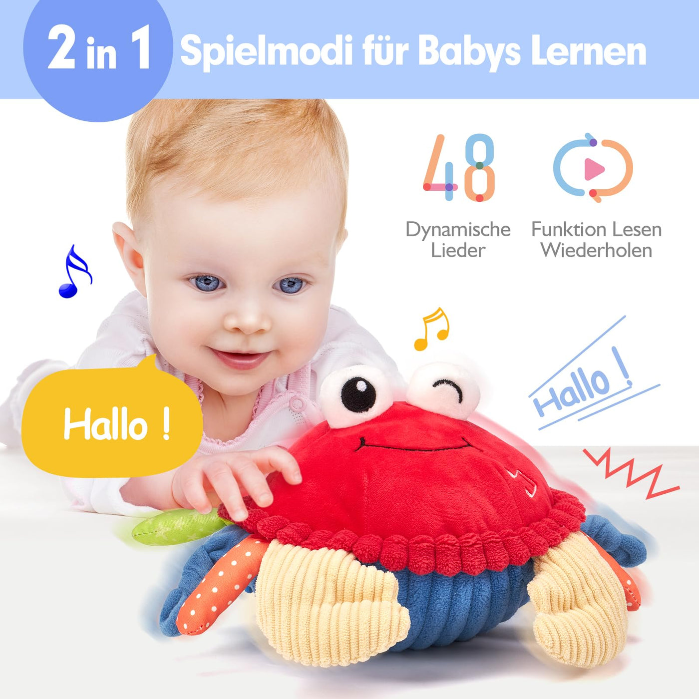 Crab Baby Toy ,Crawl toy Musical,Crawl Tummy Time Baby Toy