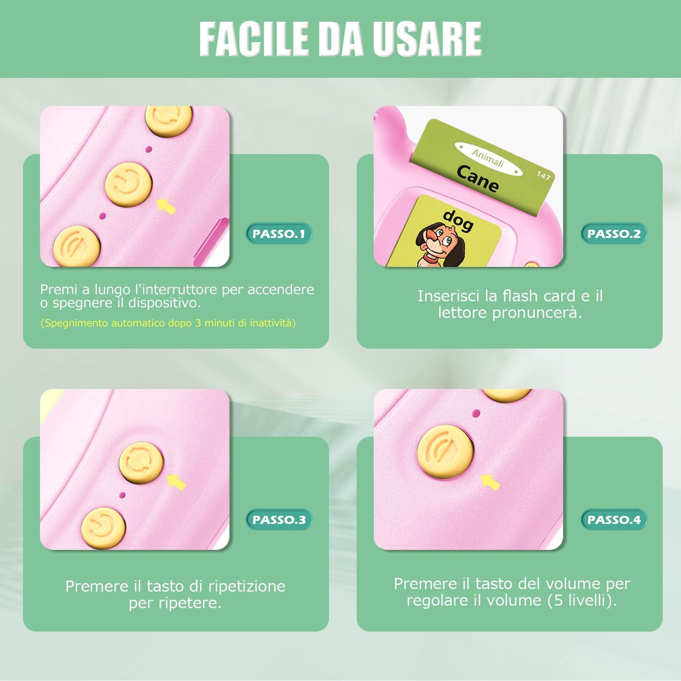 Flashcards parlantes jouet éducatif apprentissage de l'italien pour les enfants d'âge préscolaire 112 feuilles 224 mots