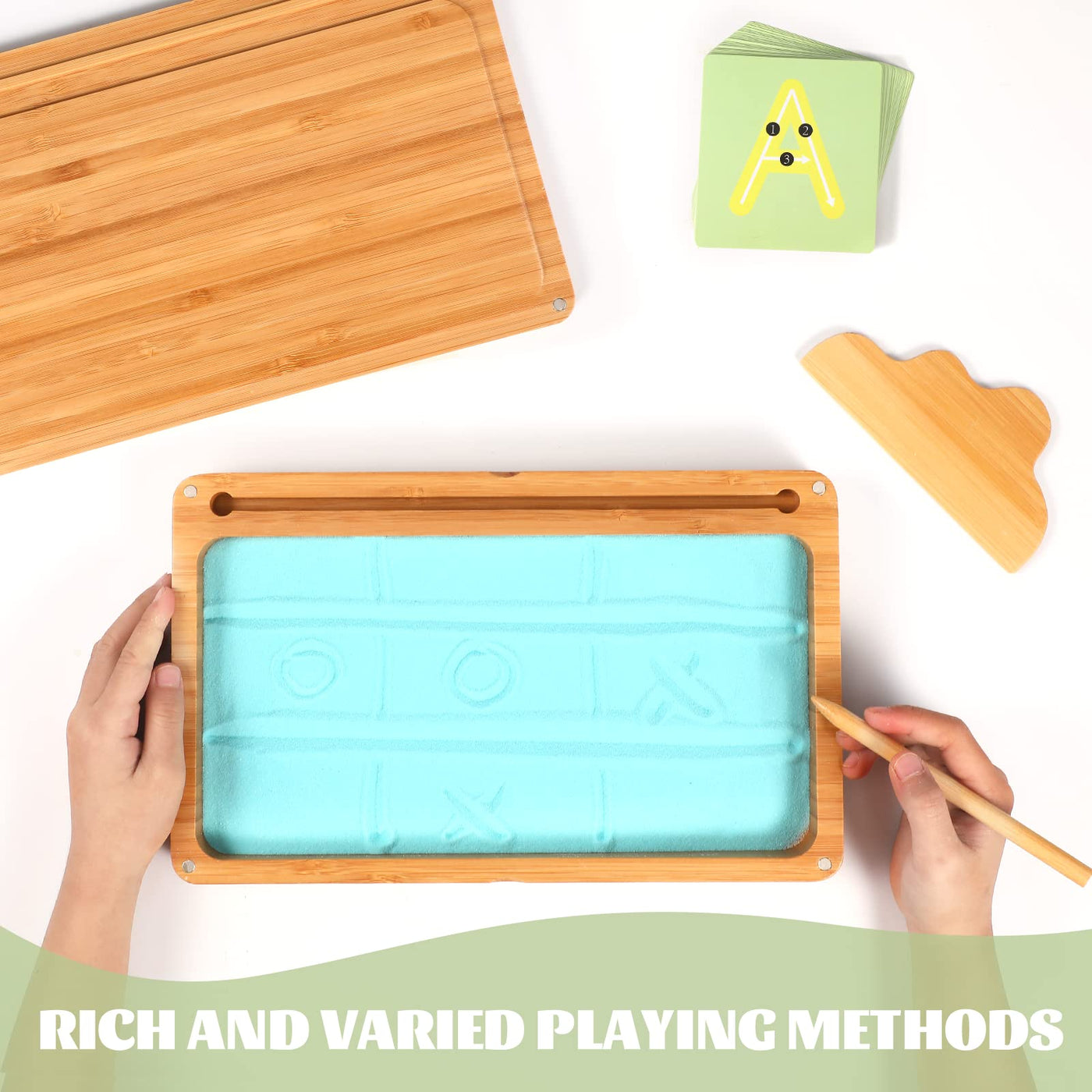 Training letters and drawing toy wooden sand table Learning toy for early motor development in children