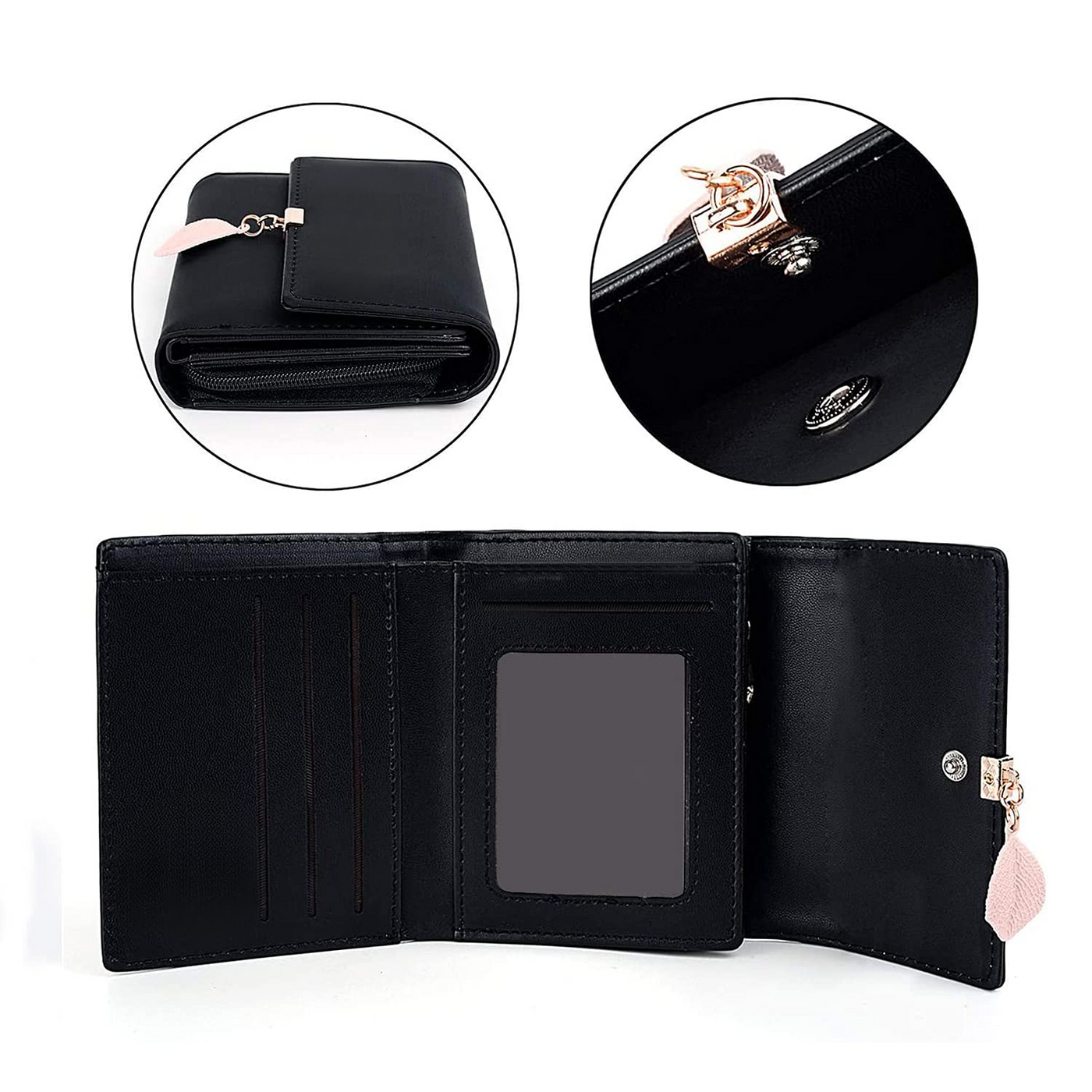 Portemonnaie aus glattem und weichem Kunstleder Geldbörse kleines Portemonnaie mit vielen Fächern