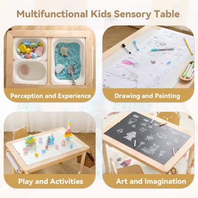 Home Kinderspieltisch, Maltisch für Kinder mit 3 klappbaren Aufbewahrungsboxen, Kindermöbel, Sandspieltisch, Sensory Table, höhenverstellbar & sicher für Kleinkinder ab 1 Jahr
